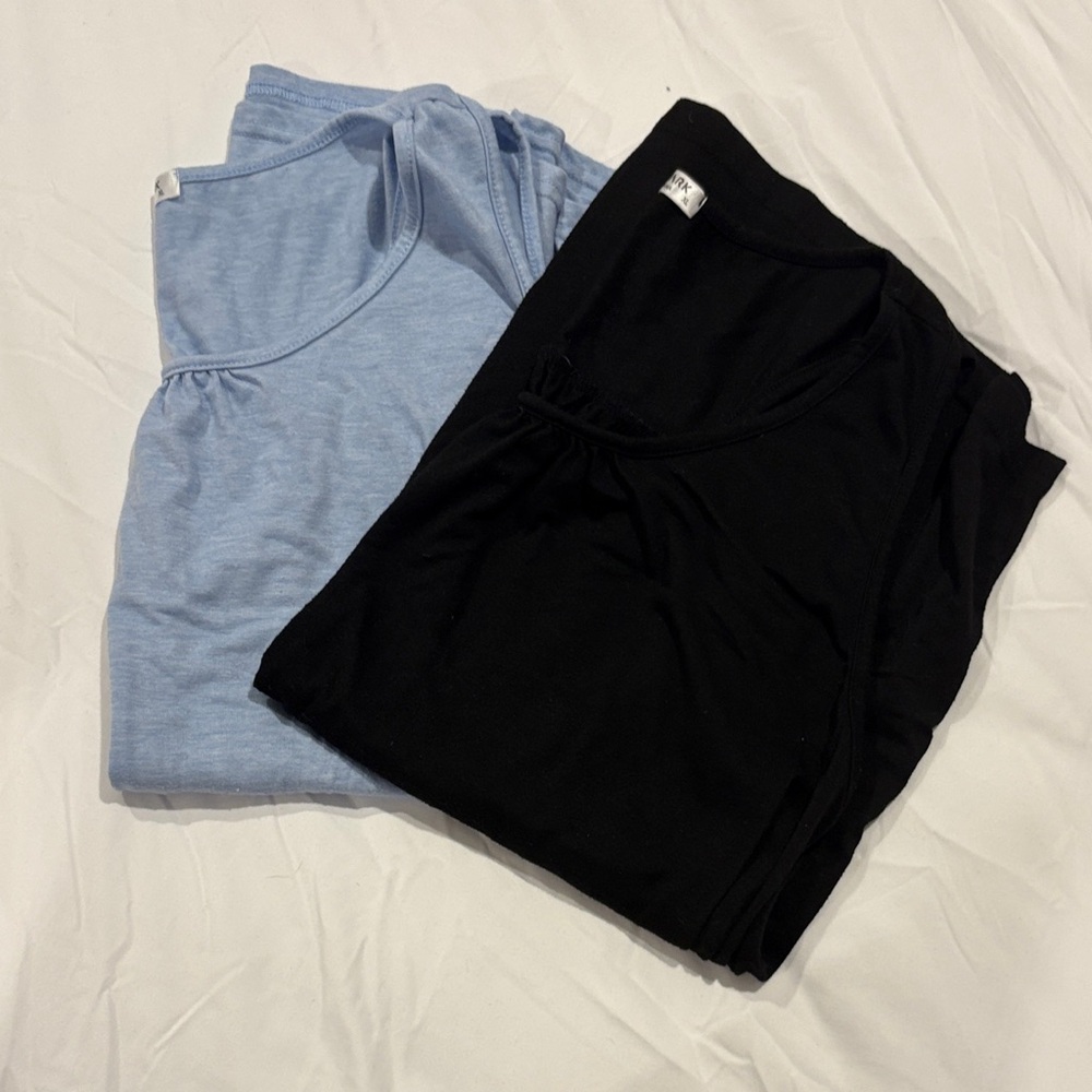 Women's Black and Blue Tank Tops